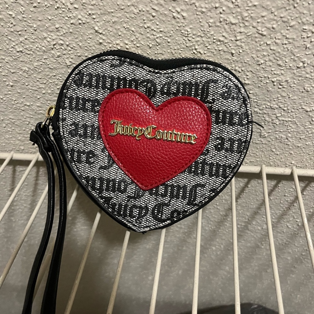 Juicy Couture Red Heart Wristlet with Black and Gray